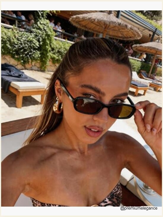 Retro Rectangular Sunglasses for Women 90s Small Narrow Cute Sun Glasses Slim main image 6